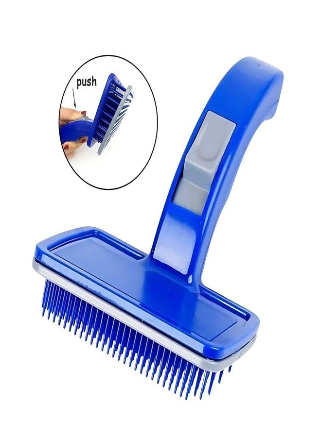 PET FUN Self-Cleaning Plastic Slicker Brush with Press Key for Dogs and Cats | Gentle Pet Grooming Tool Kit for Shedding, Mats, Tangled, Long & Short Hair | Ideal for All Breeds & Sizes (Large) - Image 3